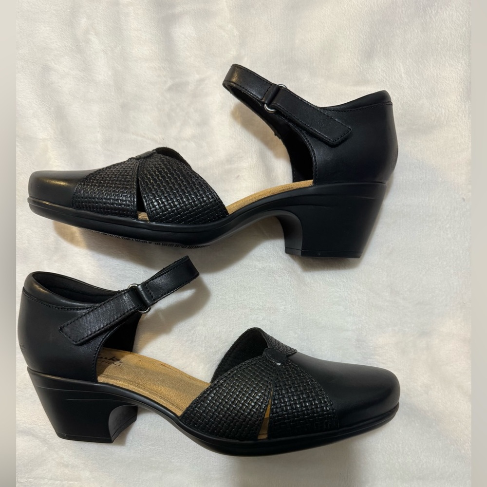 Clarks Black Textured Heels